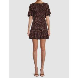 Free People Women's Florence Tie Floral Mini Dress Size Small Boat Neck